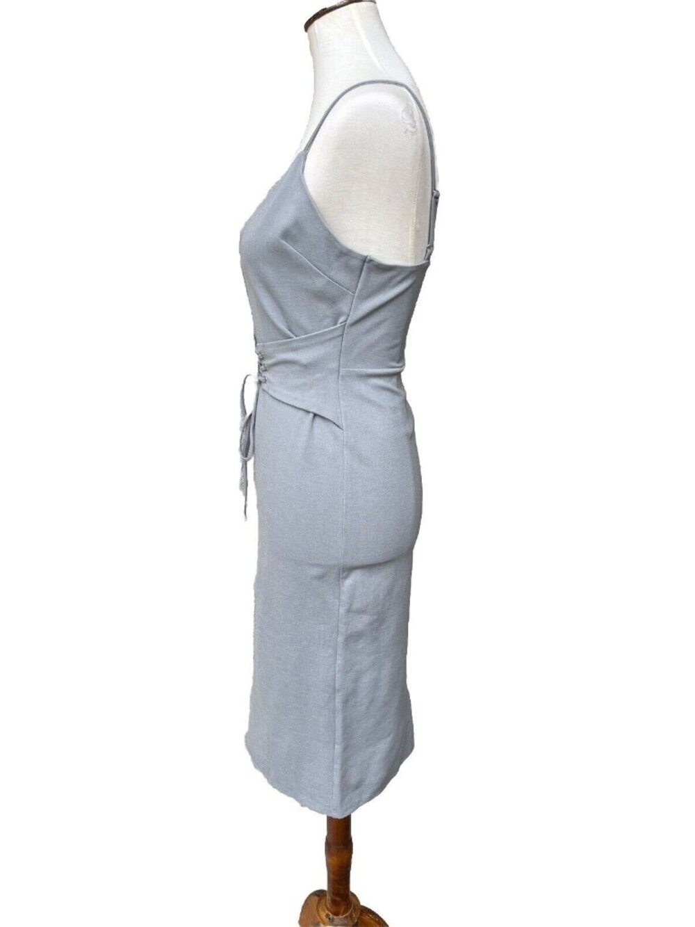 4SI3NNAI Women's Gray Tie Waist Bodycon Midi Dress Size M NWOT - Picture 16 of 16